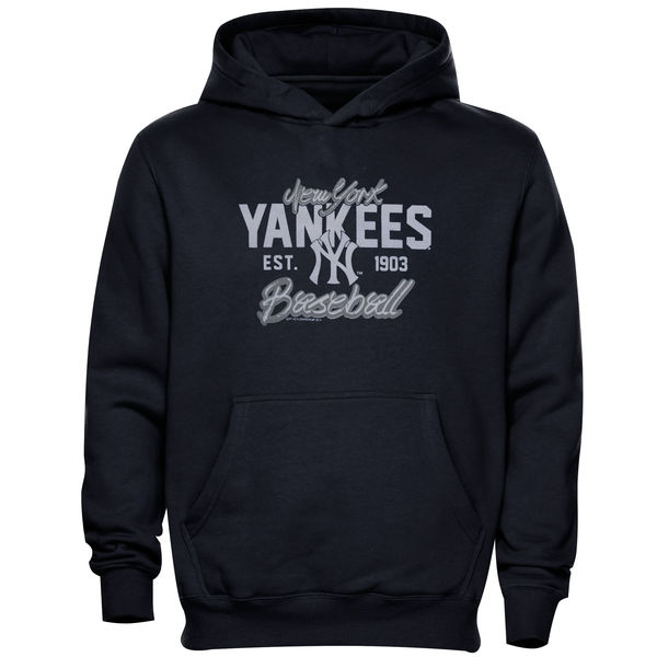 Men New York Yankees Script Baseball Pullover Hoodie Navy Blue